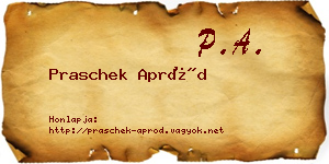 Praschek Apród névjegykártya